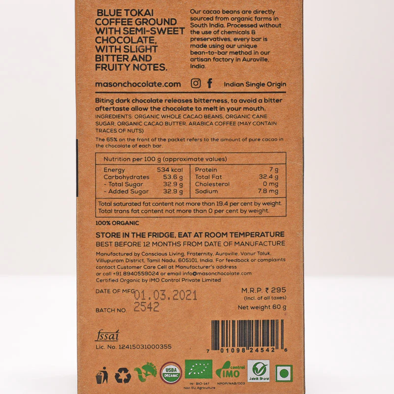65% Espresso Dark Vegan Chocolate Bar  - (Set of 3) - Image 4
