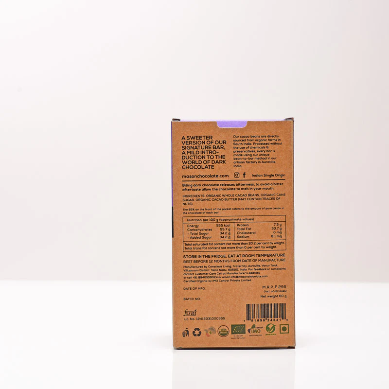 65% Semi-Sweet Dark Vegan Chocolate Bar - (Set of 3) - Image 2