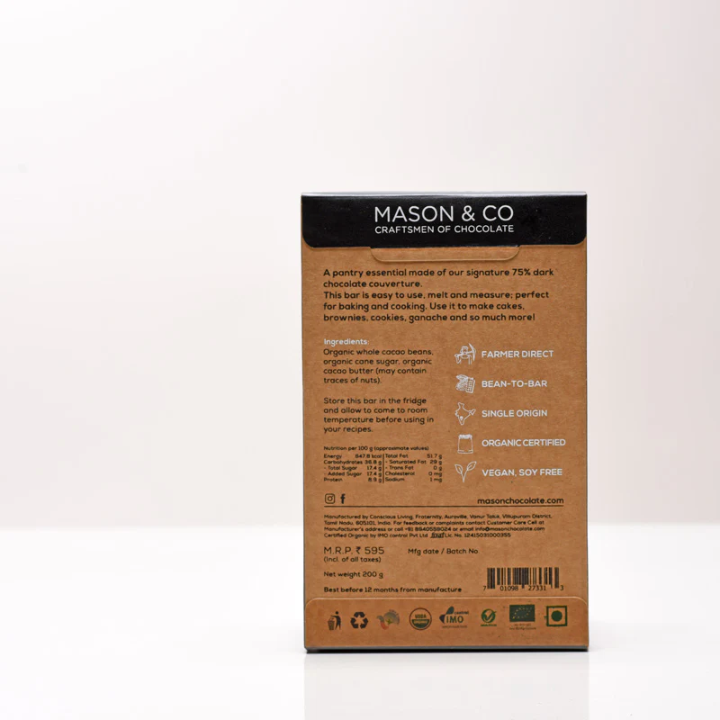 75% Couverture Dark Vegan Baking Chocolate - Image 2