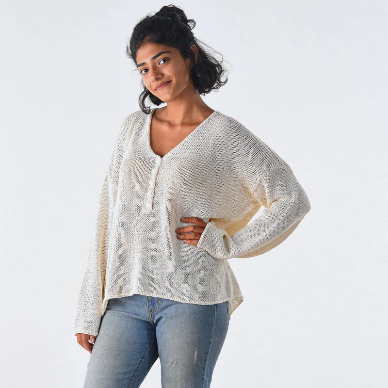 Alana Organic Cotton Hand Knit Jumper - Image 3