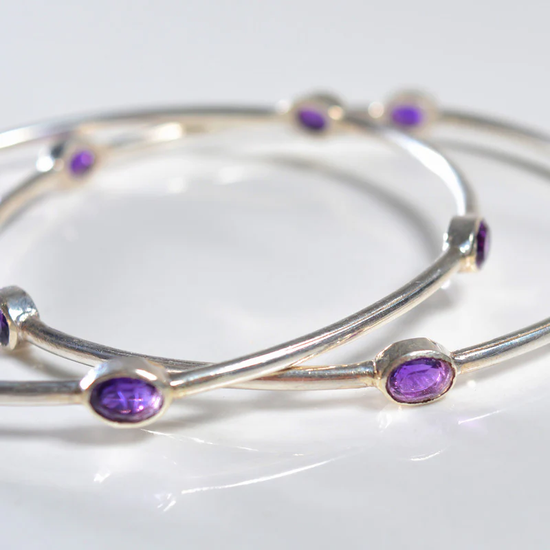 Amethyst Silver Bangle - Image 2