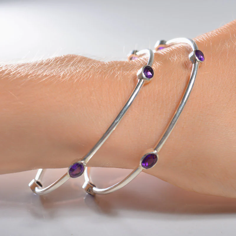 Amethyst Silver Bangle - Image 3