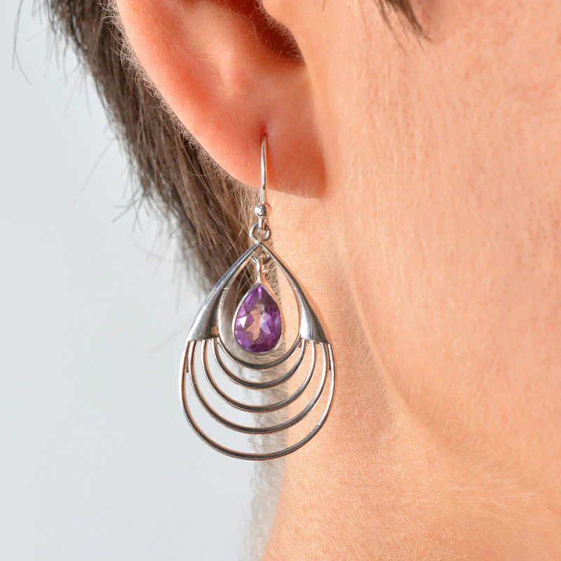 Amethyst Tear drop Earrings - Image 2