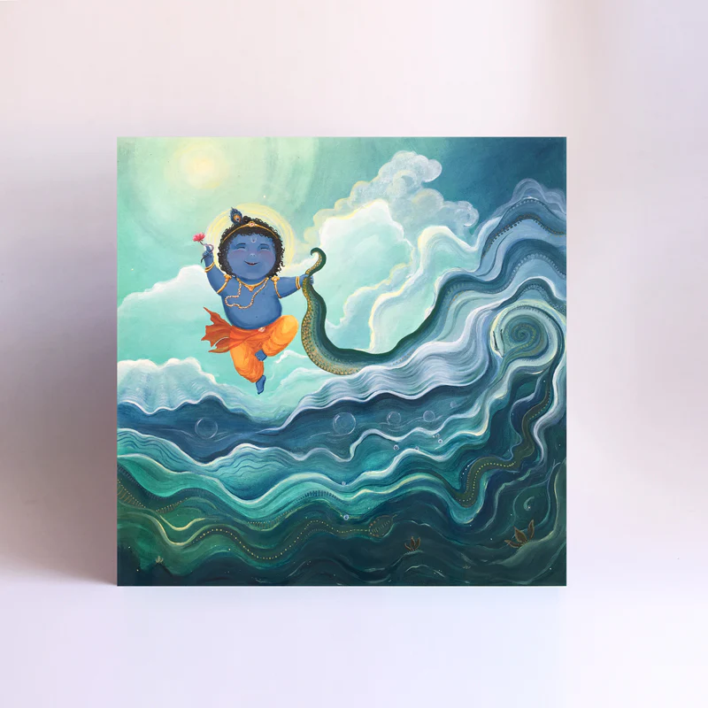 Art Painting - Krishna Defeating Kaliya - Image 2
