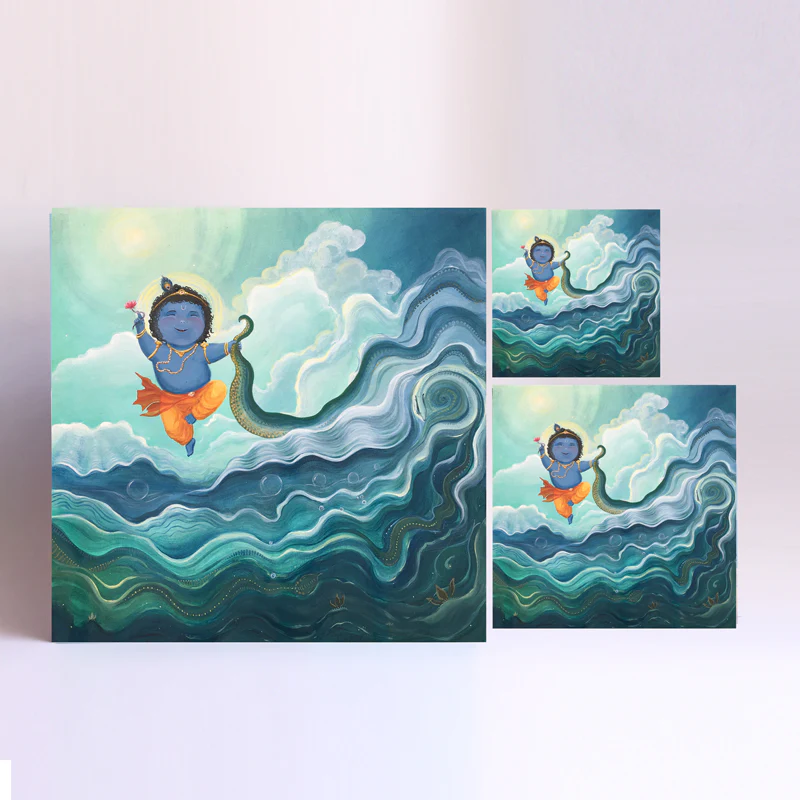 Art Painting - Krishna Defeating Kaliya - Image 3