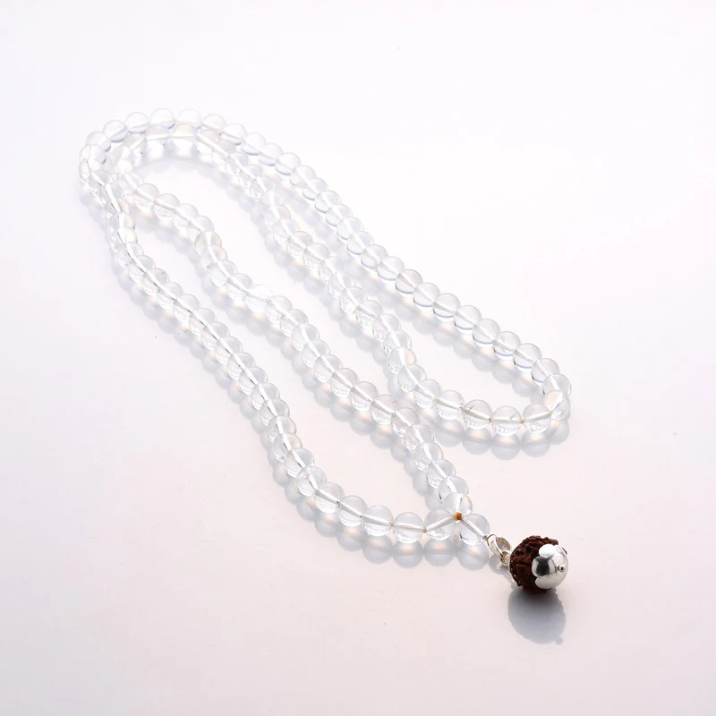 Crystal Mala with Rudraksha Silver Pendant