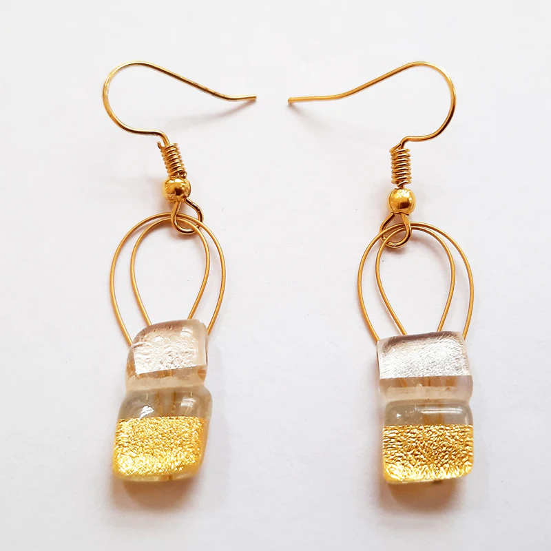 Delicate Gold and Silver Creation Set, Necklace and Hanging Earrings - Image 2