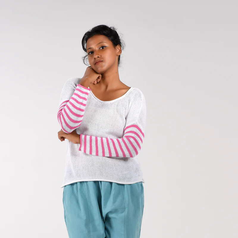 Flinder LS Full Sleeve Organic Cotton Hand Knit Top - Image 3