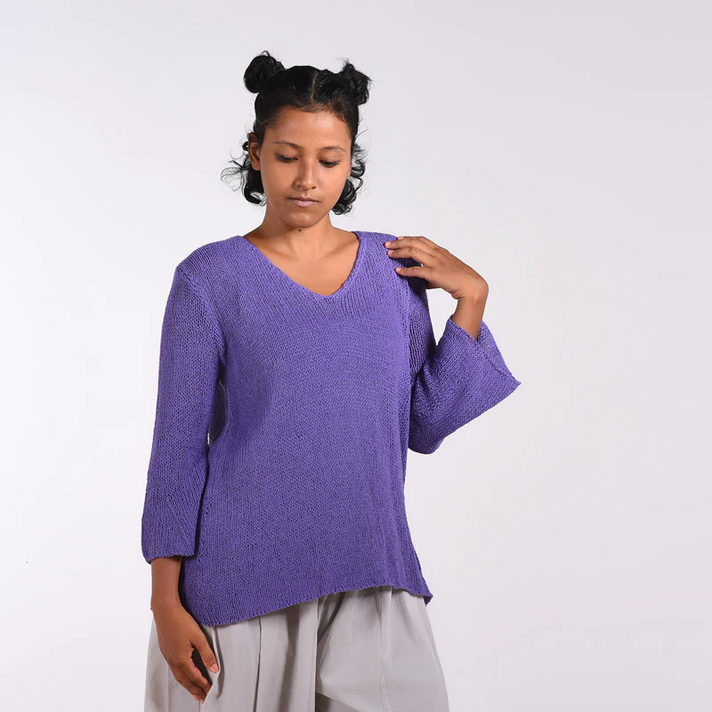 Flirty Organic Cotton Hand Knit Top - Image 4