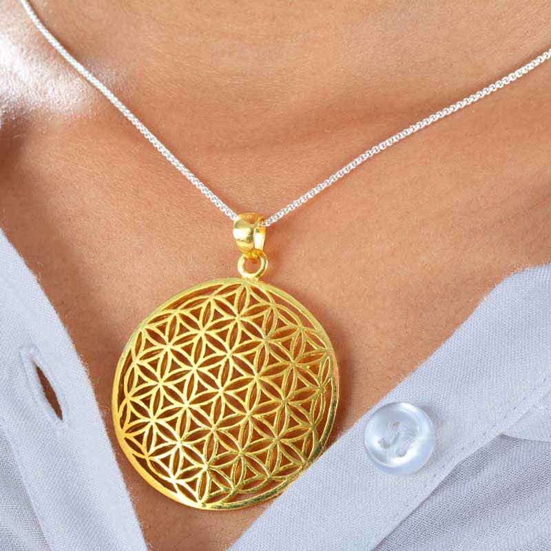 Flower of Life Gold Plated Silver Pendant - Image 2