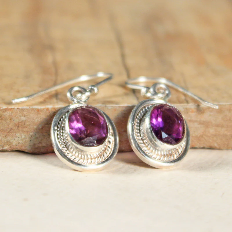 Gemstone Oval Earrings - Image 4