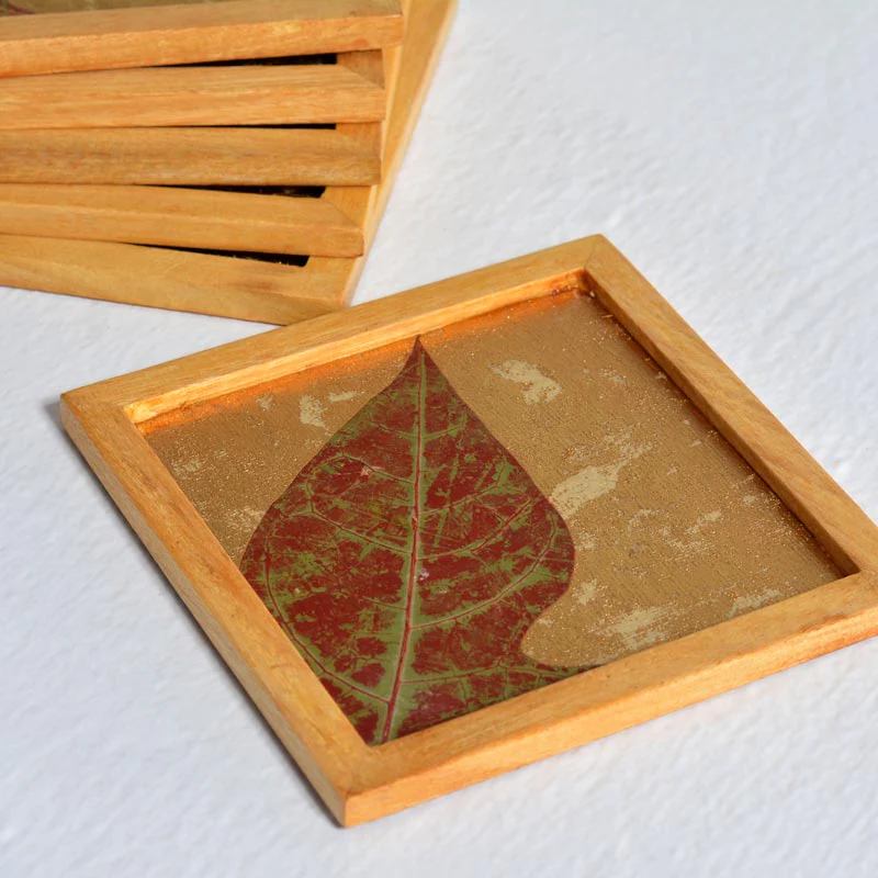 Glass Coaster - Gold Colored Papaya - Image 3
