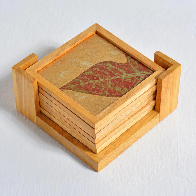 Glass Coaster - Gold Colored Papaya - Image 4