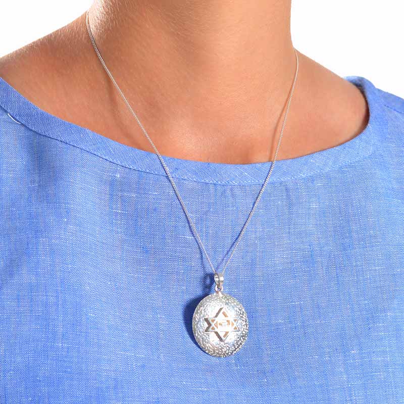 Hammered Silver Sri Aurobindo Symbol Pendant - Image 2