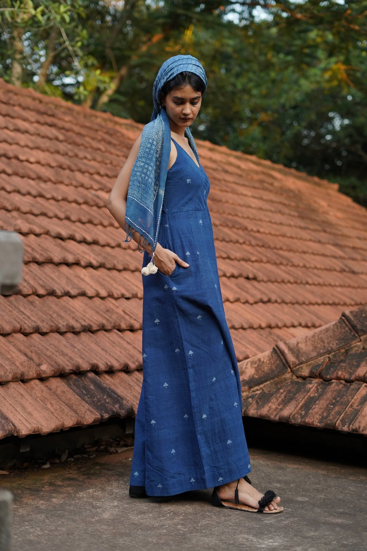 Indigo Jamdani Wide Leg Jumpsuit - Image 6