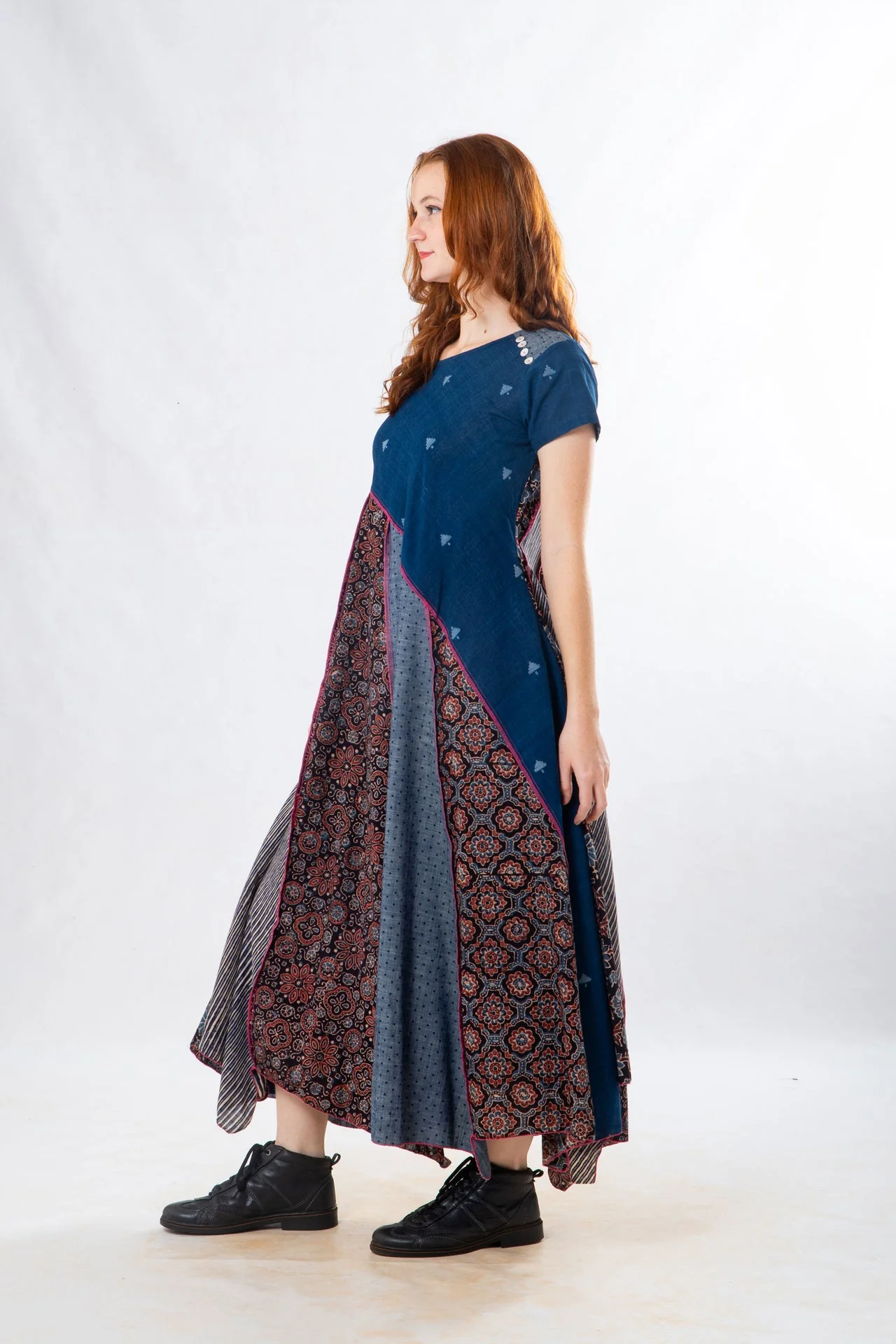 Indigo Panelled Craft Dress - Image 4