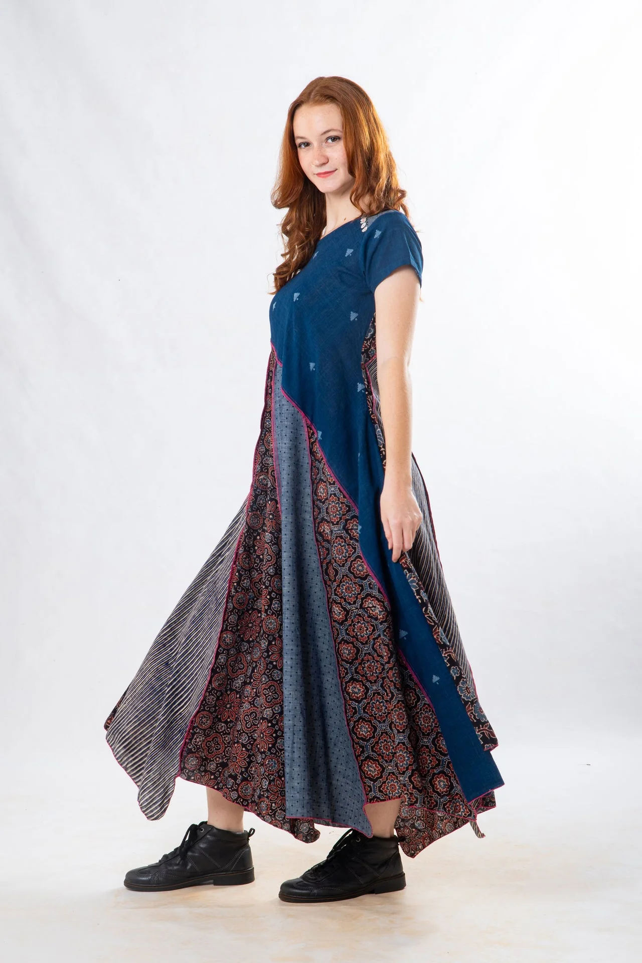 Indigo Panelled Craft Dress - Image 5