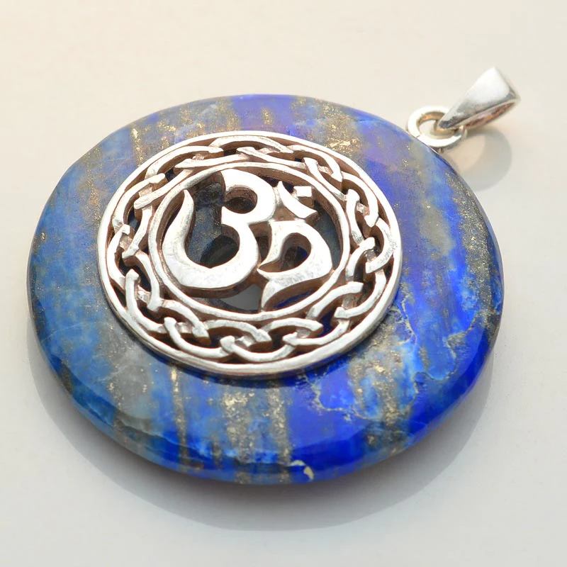 Lapis Lazuli with Silver Om Two-way Pendant