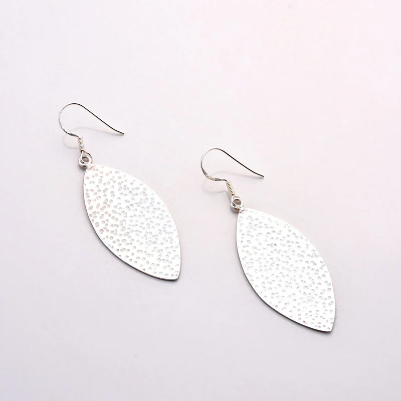 Handcrafted Sterling Silver Leaf Earrings - Image 2