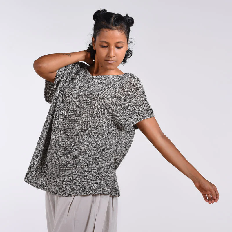 Meca Organic Cotton Hand Knit Poncho - Image 2
