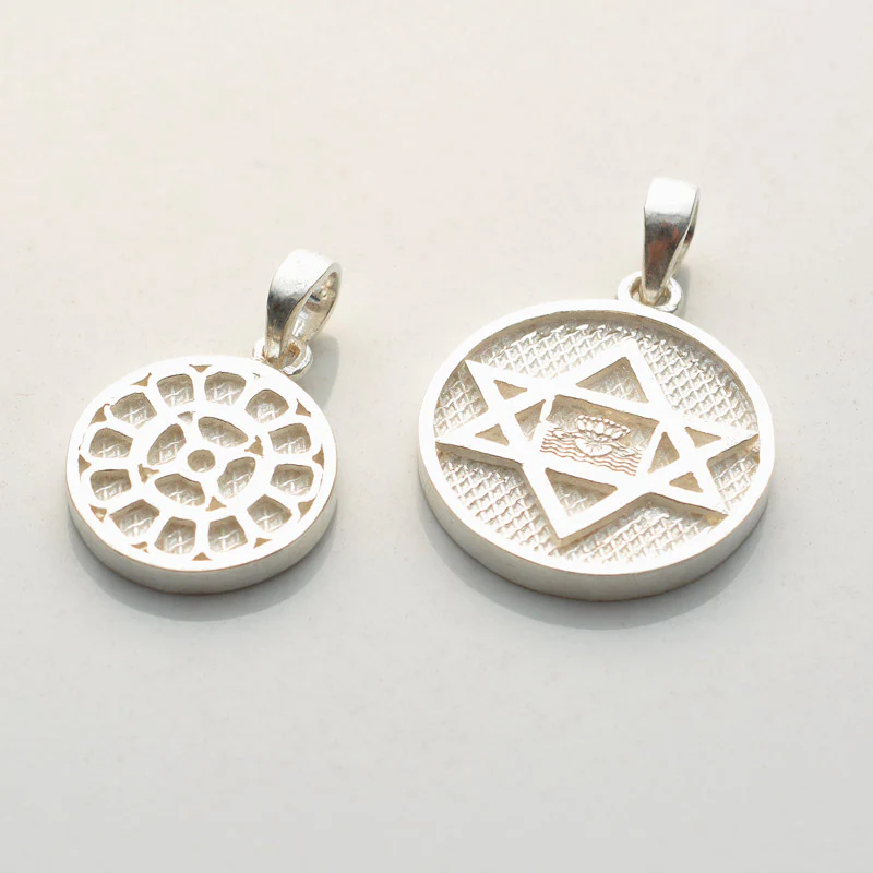 Mother and Sri Aurobindo Symbol Silver Pendant (Front & Back) - Image 2