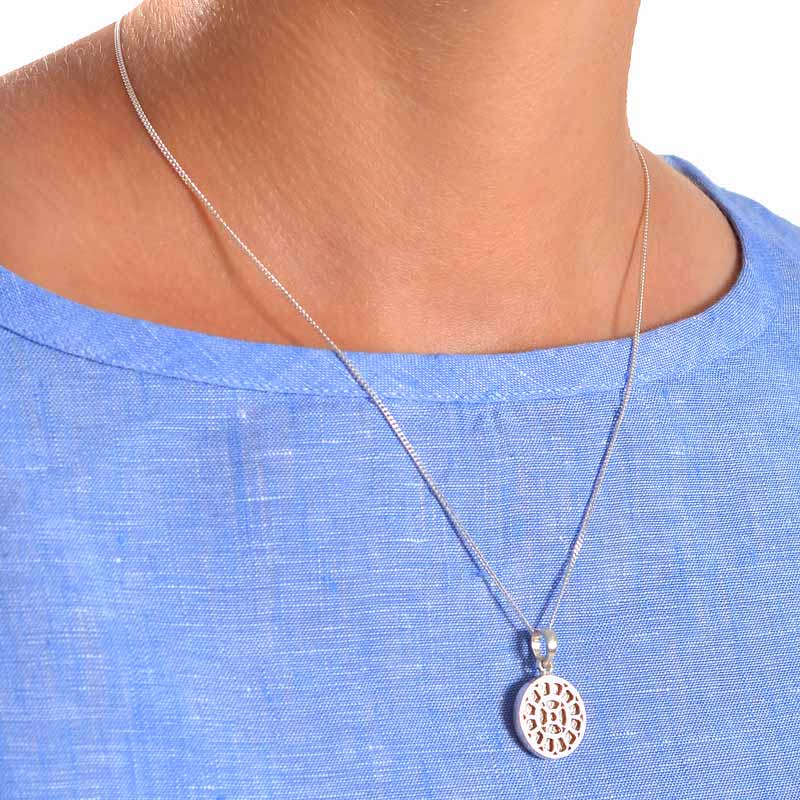 Mother and Sri Aurobindo Symbol Silver Pendant (Front & Back) - Image 3