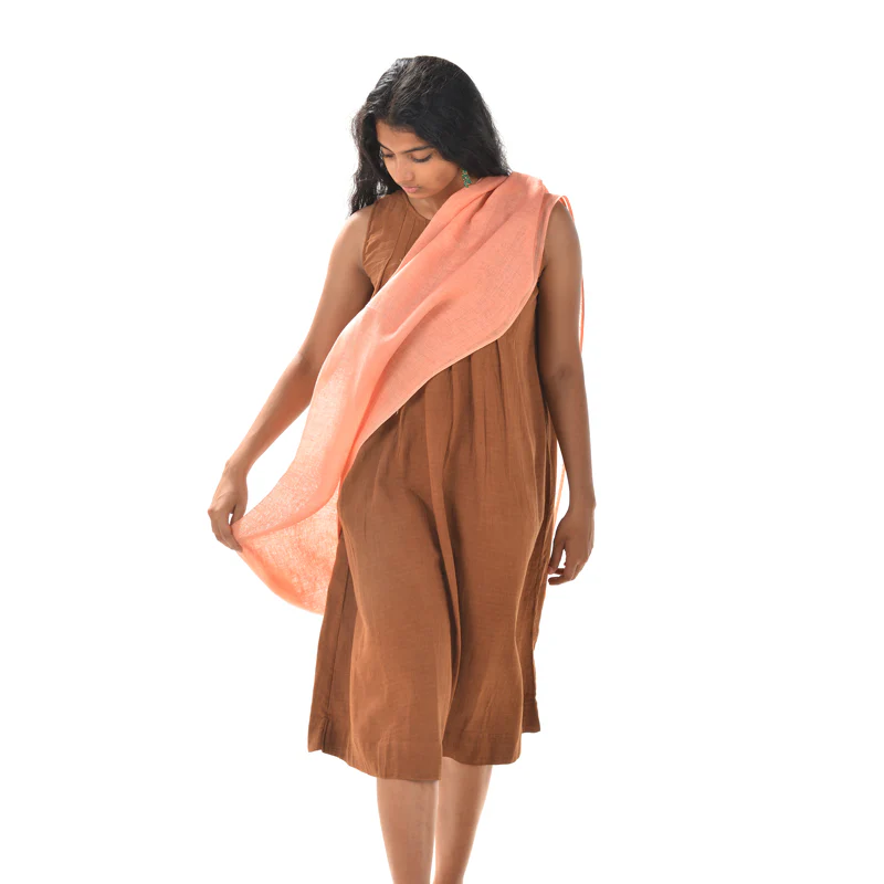 Plain Pink Scarf – Cotton Linen Blend - Image 2