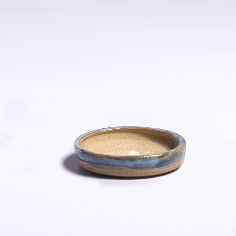 Planter with saucer - Blue & cream - Image 2