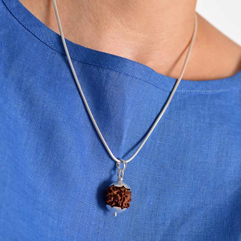 Rudraksha Five Face with Silver Pendant - Image 2