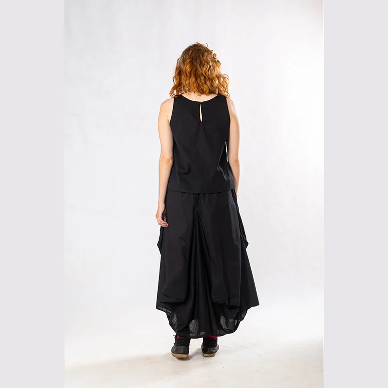 Set of 2: Black Linen Top & Pocket Skirt - Image 5