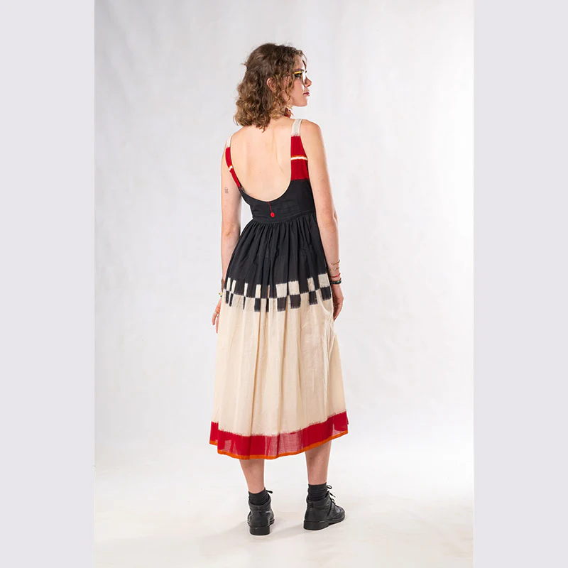 Set of 3: Black Red Ikkat Jacket Dress Set - Image 8