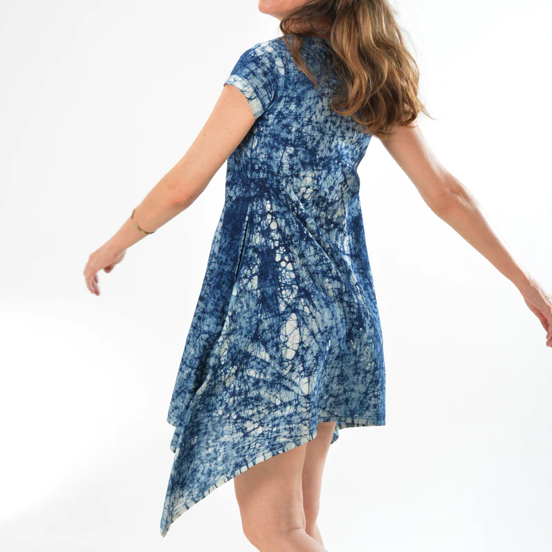 Sidedrop Dress – Dark Blue Shibori Cotton - Image 5