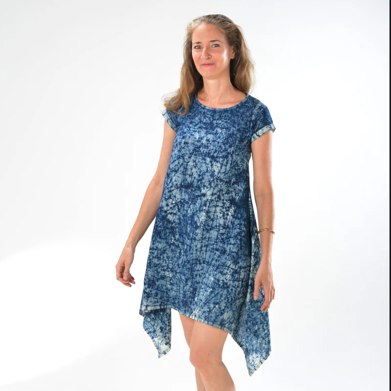 Sidedrop Dress – Dark Blue Shibori Cotton - Image 7