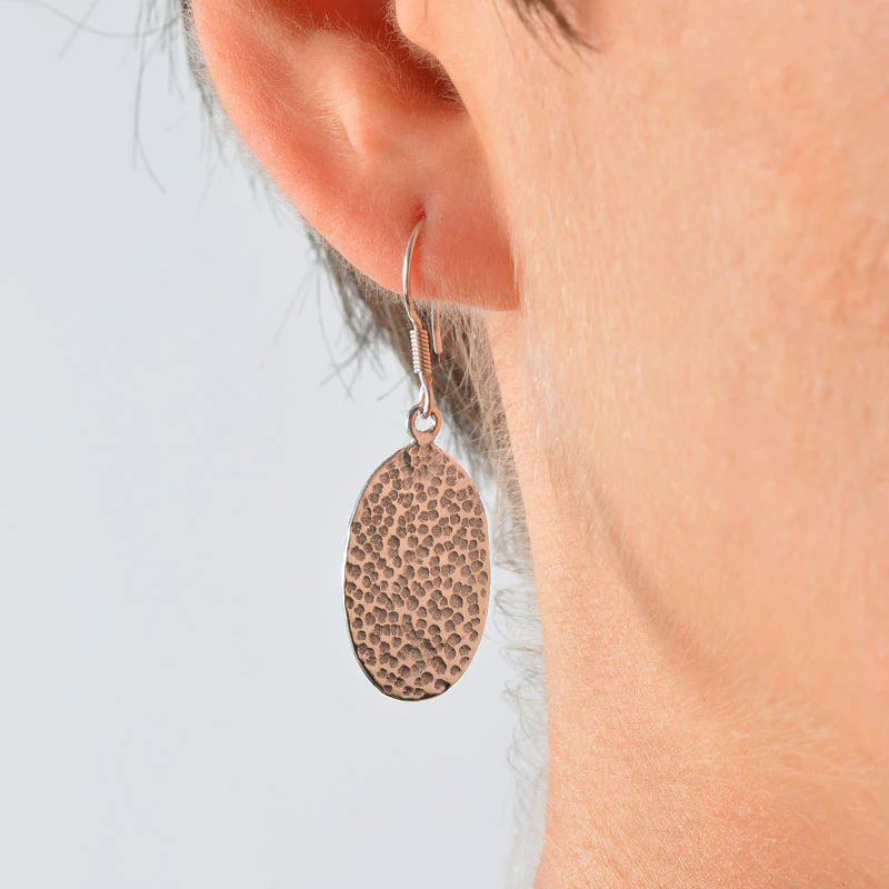 Silver Hammered Earrings - Image 4