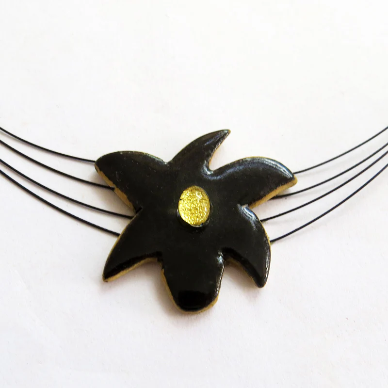 Small Orchid Ceramic Necklace - Image 2