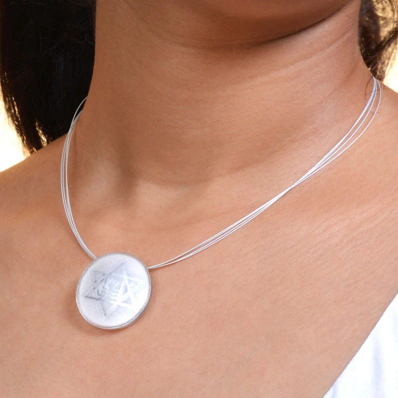 Sri Aurobindo Symbol Silver-in-Glass Pendant - Image 4