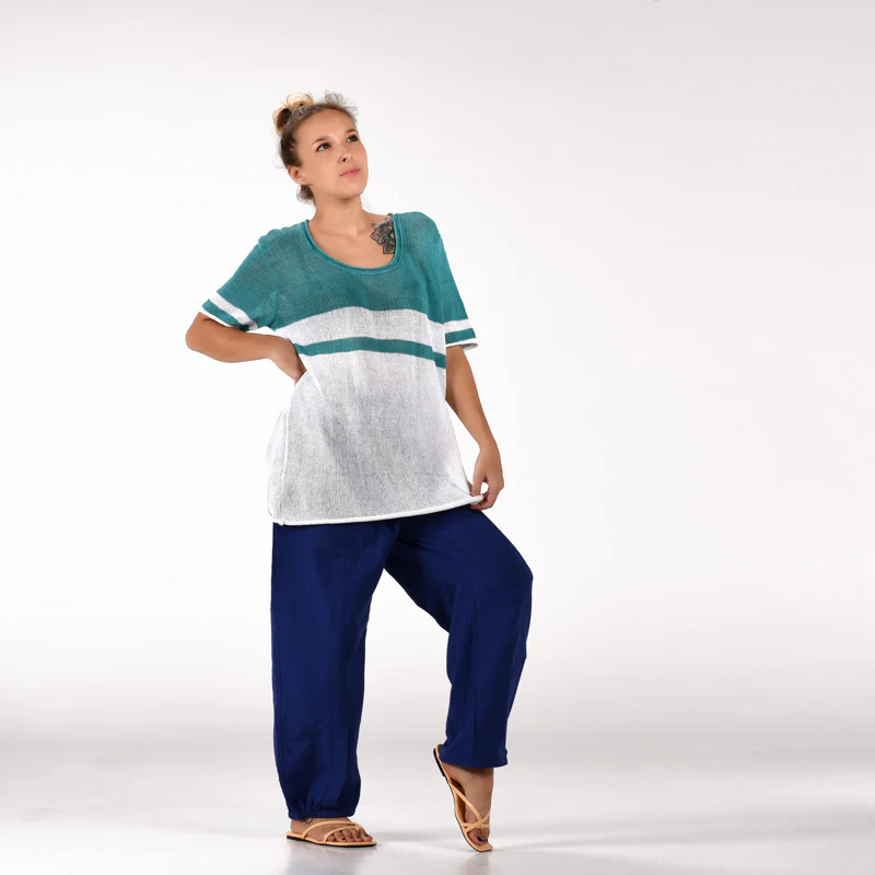 Tessie Half-Sleeve Organic Cotton Hand Knit Top - Image 5