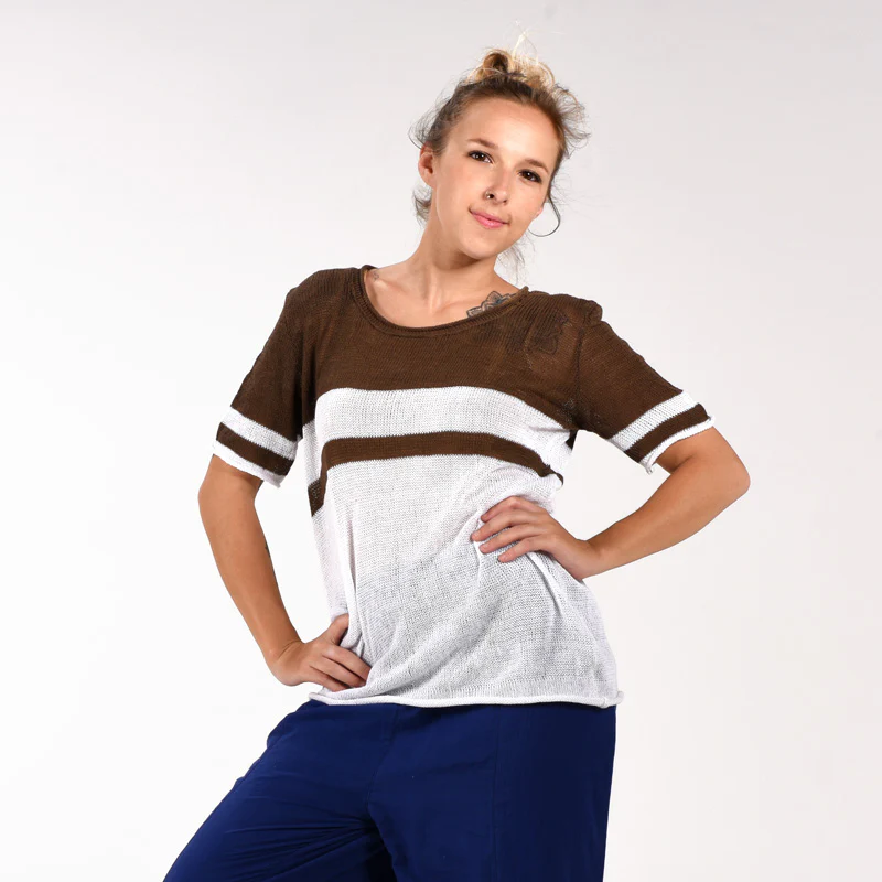 Tessie Half-Sleeve Organic Cotton Hand Knit Top - Image 7