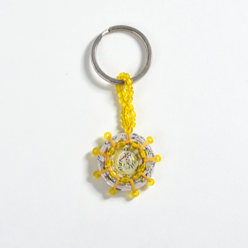 Upcycled Coiled Newspaper Keychain - Image 3
