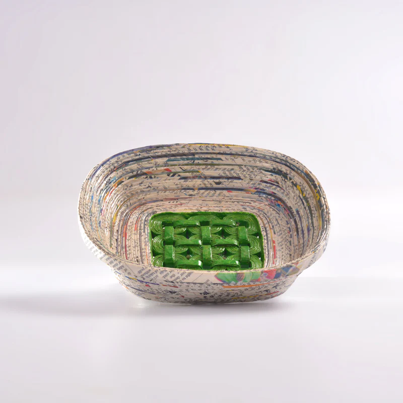 Upcycled Coiled Newspaper Mesh Tray Square - Image 2