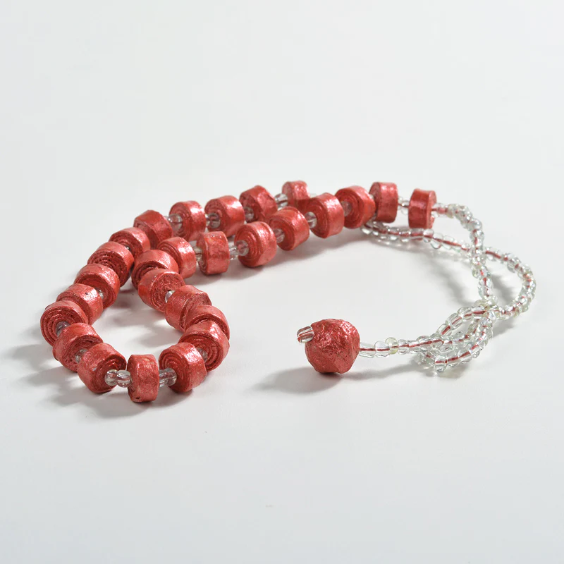 Upcycled Coiled Newspaper Necklace Bead26 - Image 2