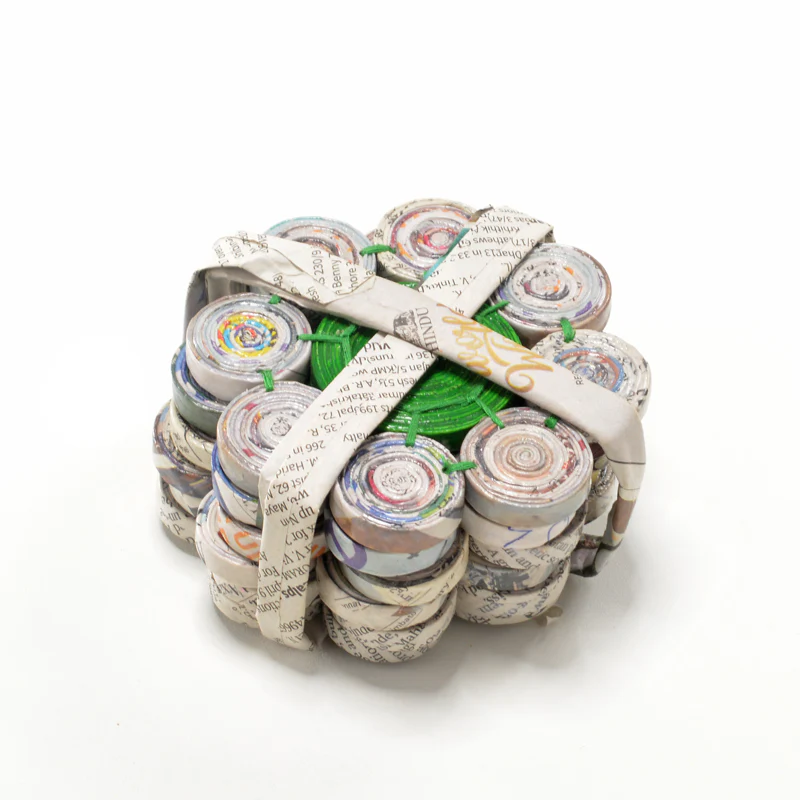 Upcycled Coiled Newspaper Tea coaster Flower - Set of 6