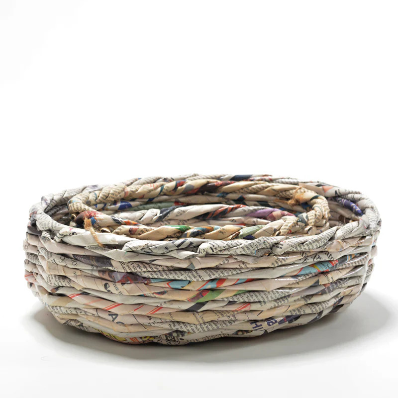 Upcycled Woven Newspaper Basket Oval - Image 2