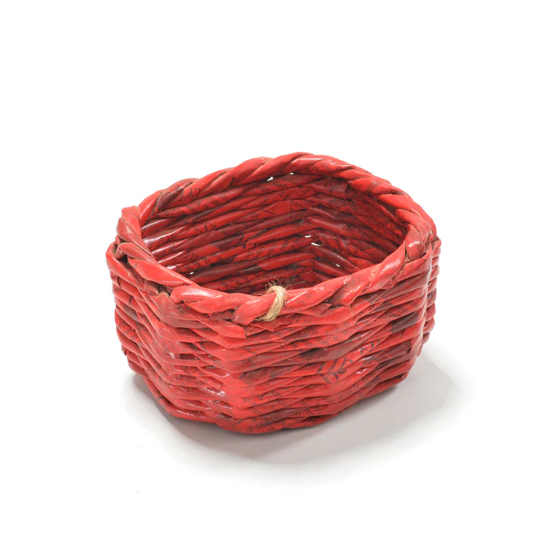 Upcycled Woven Newspaper Basket Rectangle - Image 10