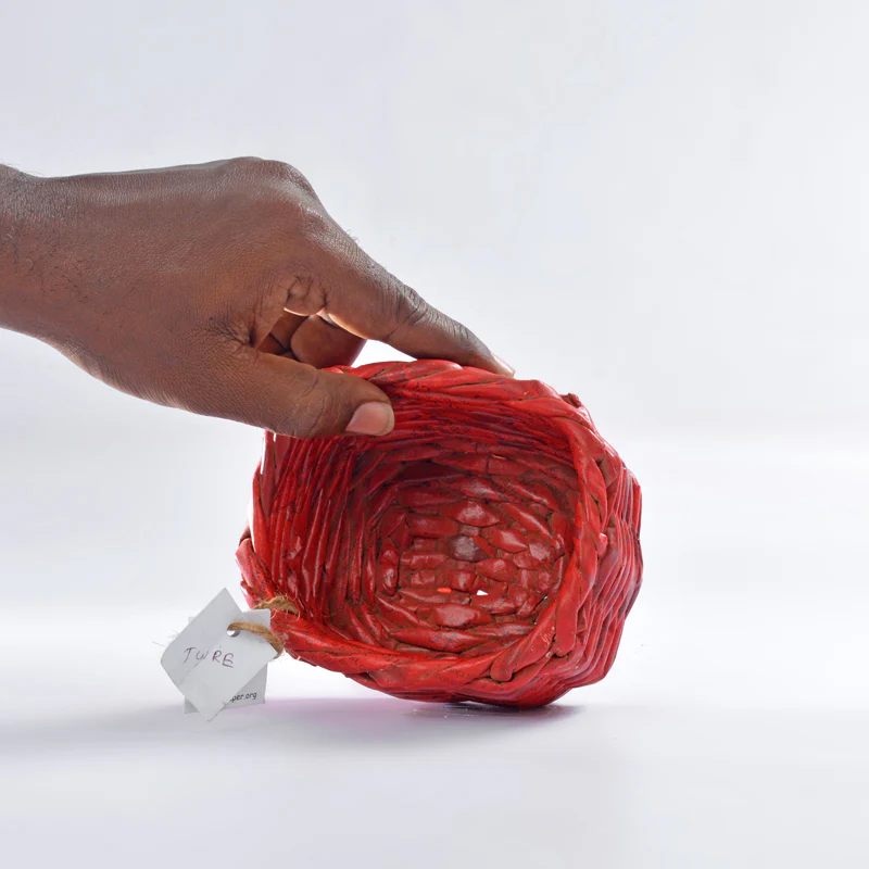Upcycled Woven Newspaper Basket Rectangle - Image 5