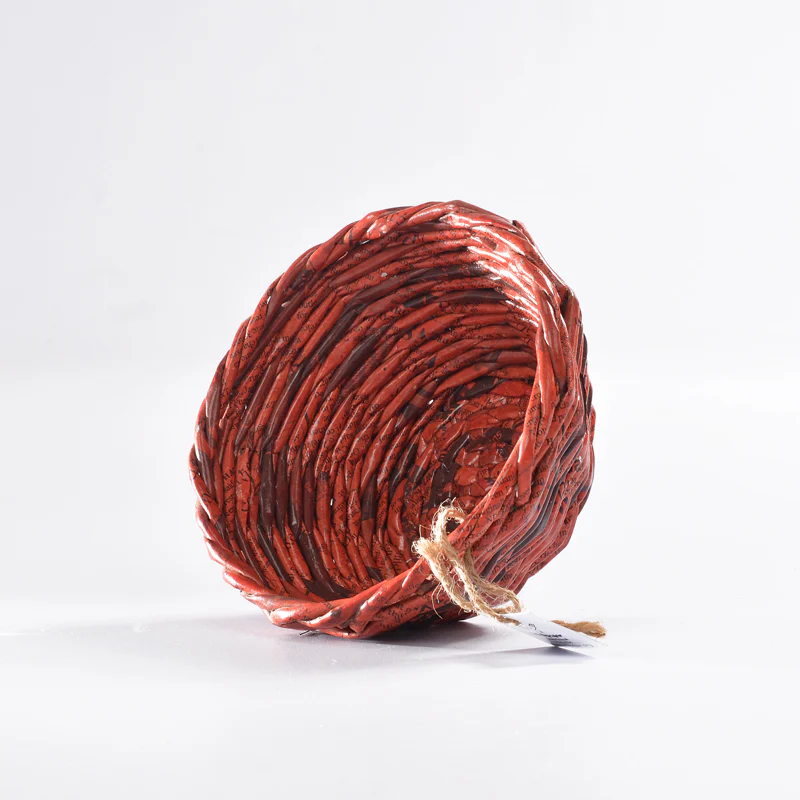 Upcycled Woven Newspaper Bowl Round - Image 2