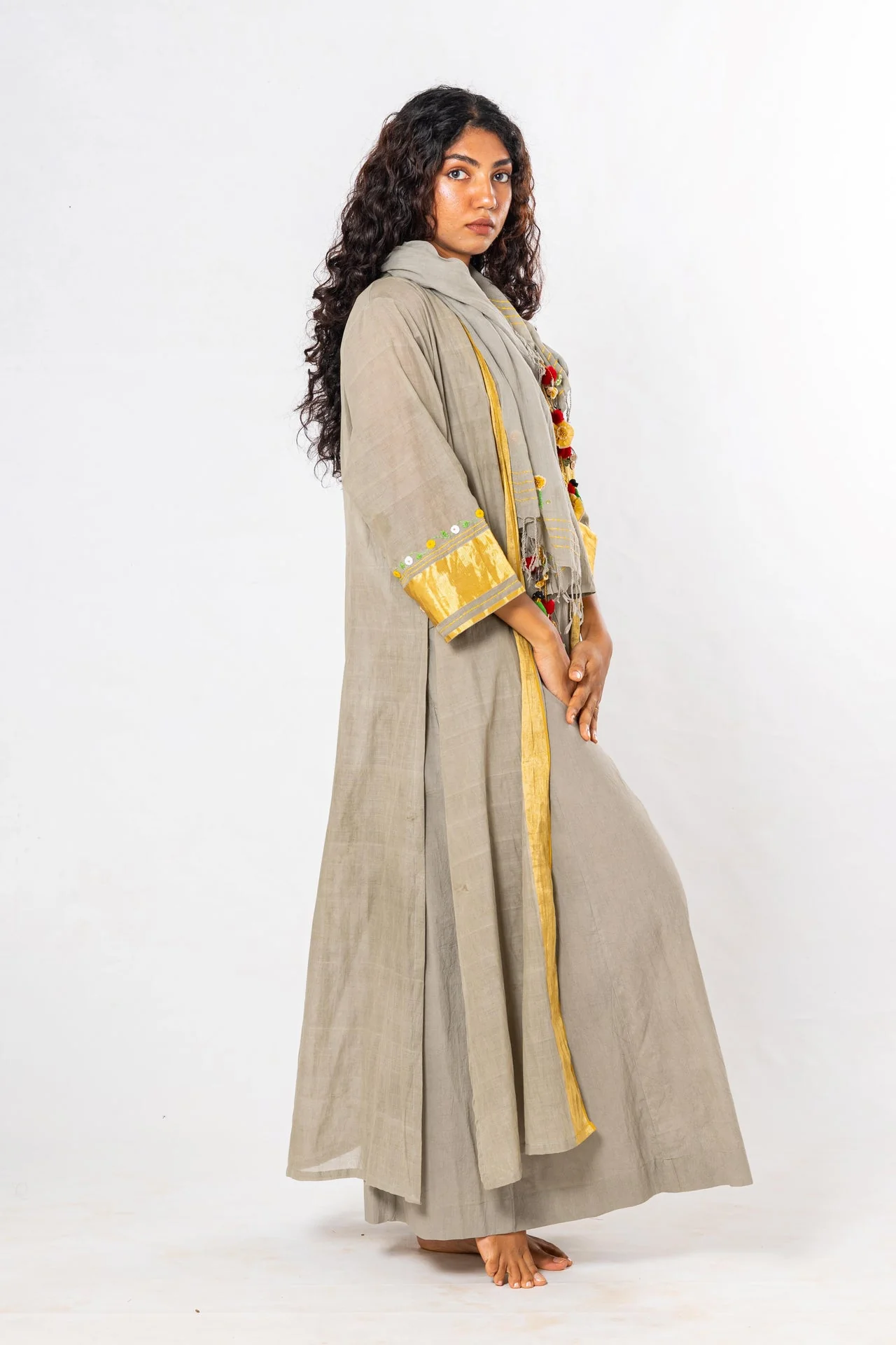 Set of 4- Beige Medicinal Tulsi Dyed Organic Cotton Set - Image 2