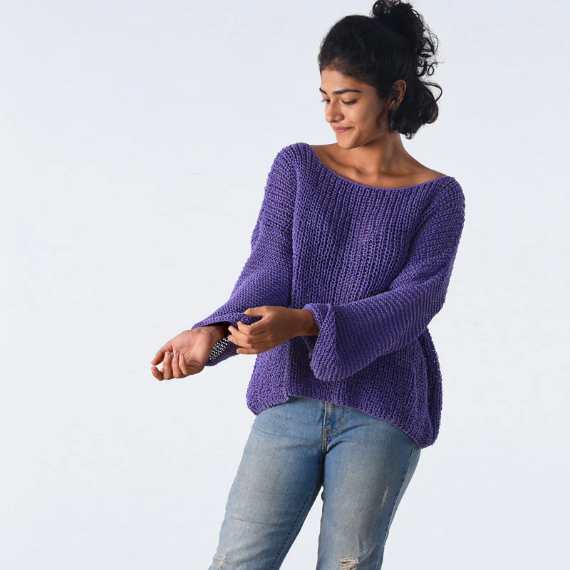 Violette Organic Cotton Hand Knit cropped Top - Image 3